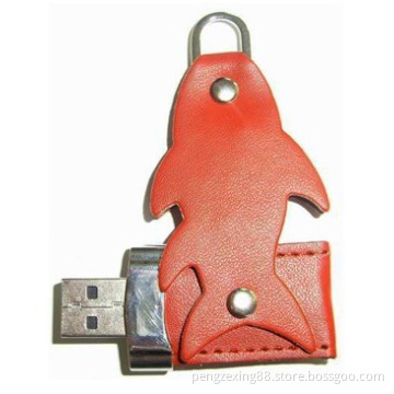 Leather Swivel Fish Style USB Flash Drive Suitable for Promotional Gifts, Plug-and-Play Functions